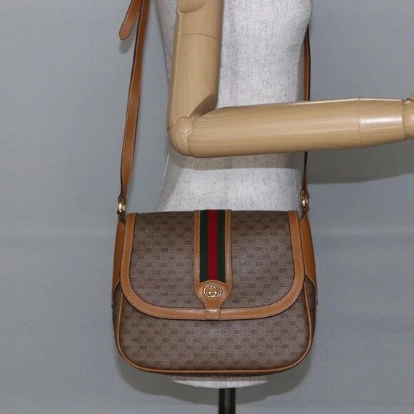 GUCCI Micro GG Supreme Web Sherry Line Bag PVC Beige 001 115 0914 Auth BA7111 - Picture 1 of 16